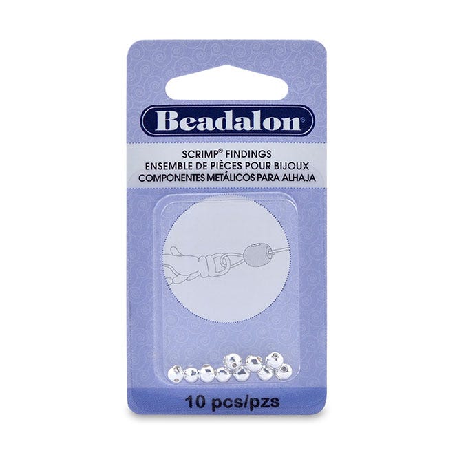 Scrimp Finding, Round, 4.5 mm / .177 in, Silver Plated, 10 pc