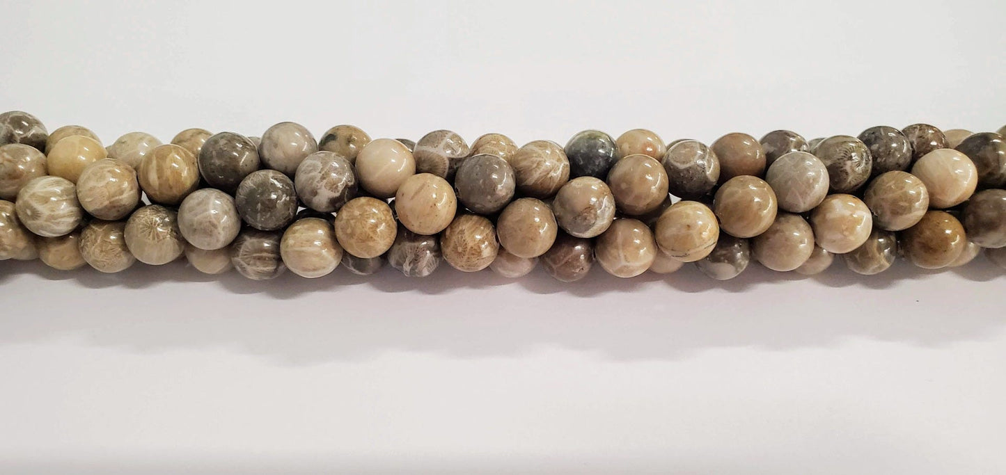 16" Fossil Coral 10mm rounds