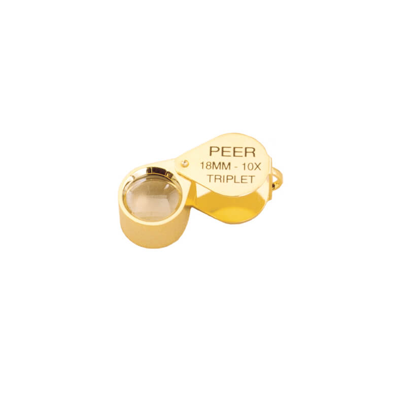 Peer 10X Triplet Magnifier Loupe, Gold