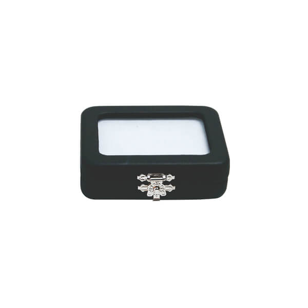 Glass-Top Gem Box with Clasp 3-3/8" x 2-1/2" x 1"H