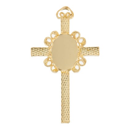 Cross with Bezel Lace Design 14x10mm