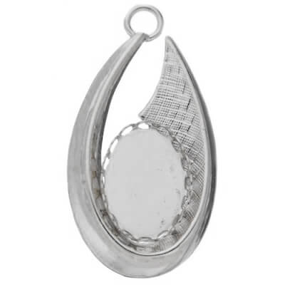 Cabochon Pendant - 18x13mm - Gold & Silver Color