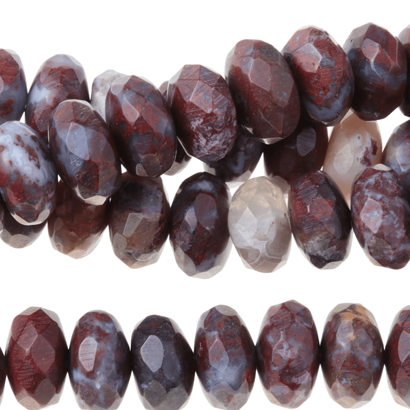 Red Lightning Agate 8mm Faceted Rondelle 8"