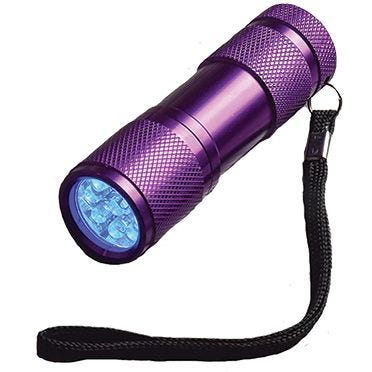 9 UV ALUMINUM FLASHLIGHT w/WRIST STRAP