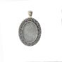 Antique Silver Color Cabochon Pendant w bail - 25X18mm