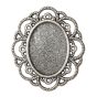 Elegant Antique Silver Color Cabochon Pendant - 18X13mm
