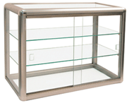 Glass Countertop Aluminum Display Cases - 2 shelf