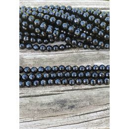 16" Black Onyx Faceted Round 6mm