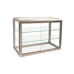 Glass Countertop Aluminum Display Cases - 2 shelf