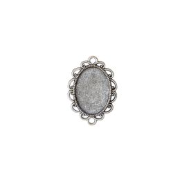 Vintage Style Silver Color Pendant Cab Blank 25X18mm