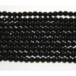 16" BLACK ONYX 4mm FACETED BEADS