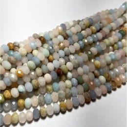Morganite Beads Faceted Rondelle 5x8mm-16"