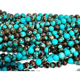 6mm Mixed Bronzite and Turquoise Round Beads