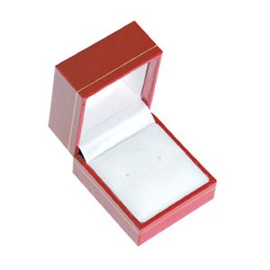 Red Leatherette Earring Box with Gold Trim