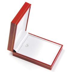 Red Leatherette Pendant Box with Gold Trim