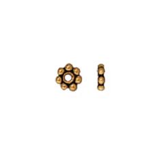 5mm Beaded Spacers - Antiqued Gold Plate