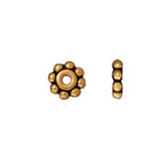 6mm Beaded Spacers - Antiqued Gold Plate