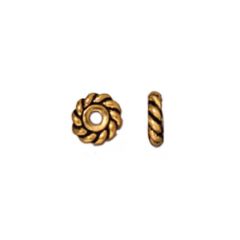 6mm Twist Spacers - Antiqued Gold Plate