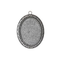 Vintage Style Silver Color Pendant Blank 40X30mm