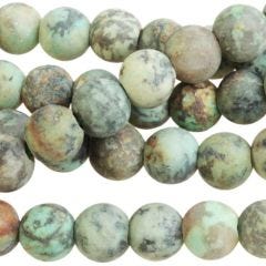 African Turquoise Matte 8mm Round - 8-inch Large Hole
