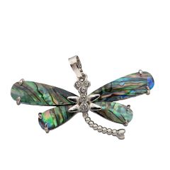 Dragonfly Abalone Pendant 30x53mm, W/ Bail, No chain