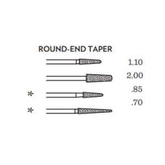 Round end taper, .70 max-tip dia., 325 mesh