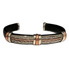 BLACK LEATHER & COPPER BRACELET