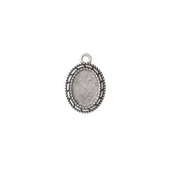 Antique Silver Color Cabochon Pendant - 18X13mm