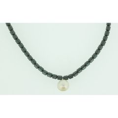 Hematite with Fresh Water Pearl