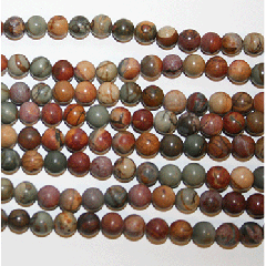 RED CREEK JASPER ROUND BEADS 8MM