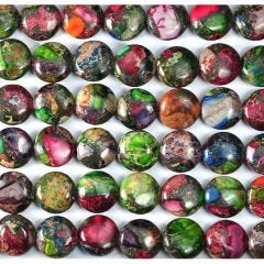 16" MIXED IMPRES. MARDI GRAS JASPER 12MM COIN