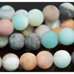 MATTE Black Gold Amazonite 6mm Round 8"