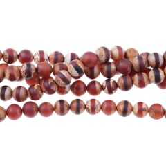 16" MATTE DZI Agate Brown Line 10mm Round