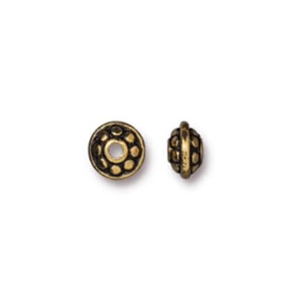 7mm Dotted Beads - Antiqued Gold Plate