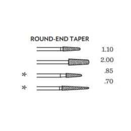 Round end taper, .70 max-tip dia., 325 mesh