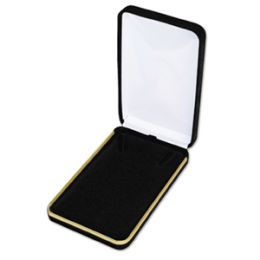 Classic Black Velvet Metal Necklace Box w/Gold trim