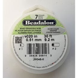 7 Strand Bead Stringing Wire, .020 in / 0.51 mm, Silver Color