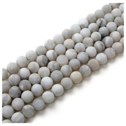 8mm White Crazy Lace Agate Matte Round Beads