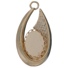 Cabochon Pendant - 18x13mm - Gold & Silver Color