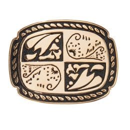 Belt Buckle - Blank Floral Gold w/ Black