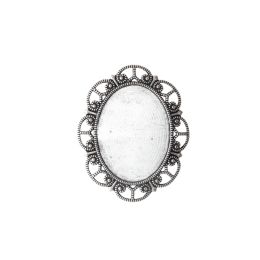 Antique Silver Color Cabochon Pendant - 40x30mm