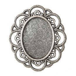 Elegant Antique Silver Color Cabochon Pendant - 18X13mm