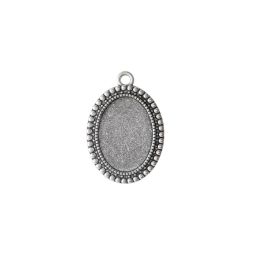 Beaded Vintage Style Silver Color Pendant Blank 25X18mm