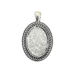 Antique Silver Color Cabochon Pendant - 25X18mm