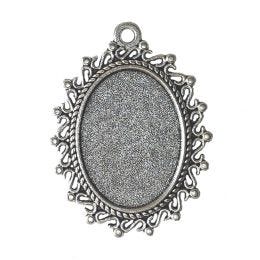 Flower Silver Color Pendant - 25X18mm