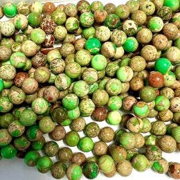 Yellow Green Impression Jasper 10mm Beads