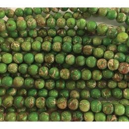 Yellow Green Impression Jasper 6mm Beads