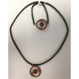 18" hematite necklace and bracelet set