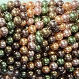 10mm A Grade South Sea Shell Pearl Rounds, Multicolor 16"