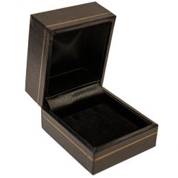 Black Leatherette Earring Box with Gold Trim